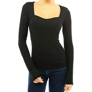 Pattyboutik Square Neck, Long Sleeve Blouse